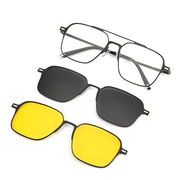 Óculos Polarizado 3 em 1 Metal INOX Conforto + Proteção Anti Azul BRINDE